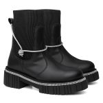 Bota Feminina Chelsea Meia Knit Sola Brilho Detalhe Brilho