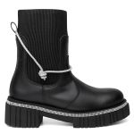 Bota Feminina Chelsea Meia Knit Sola Brilho Detalhe Brilho