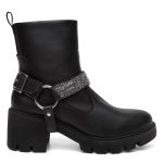 Bota Feminina Cano Médio Preta Fivelas Biker