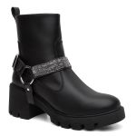 Bota Feminina Cano Médio Preta Fivelas Biker