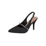 Sapato Scarpin Feminino Preto Bico Fino Brilho Beira Rio