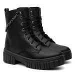 Bota Feminina Tratorada Detalhe Corrente Ônix