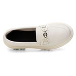  Mocassim Feminino Sola Baixa Bege Bridão Dourado