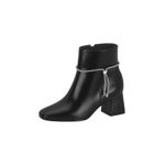 Bota Feminina Cano Curto Detalhe Brilho Salto Bloco Baixo