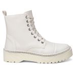 Bota Coturno Feminino Sola Reta Bege Brilho