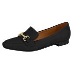 Mocassim Baixo Feminino Sapatilha Vizzano Preto Bridão Dourado