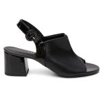 Sandália Salto Bloco Preta Ankle Boot Verniz