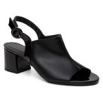 Sandália Salto Bloco Preta Ankle Boot Verniz