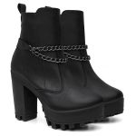 Bota Coturno Cano Médio Plataforma Tratorada Corrente Onix