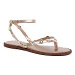 Sandália Feminina Rasteira Medalha Rose Gold Akazzo