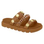 Sandália Feminina Flatform Caramelo Corrente Vizzano Estilosa