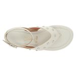 Sandália Papete Flatform Bege Clarinha Branca Tachas Vizzano
