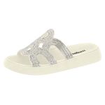 Rasteira Papete Moleca Casual Tiras Largas Creme Cristal