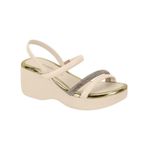 Sandália Feminina Flatform Anabela Nude Brilho Beira Rio