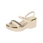 Sandália Feminina Flatform Anabela Nude Brilho Beira Rio