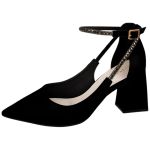 Sapato Feminino Scarpin Bico Fino Preto Nobuck Brilho Bebecê