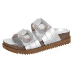 Sandália Feminina Birken Prata Brilho Solado Alto Moleca