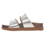 Sandália Feminina Birken Prata Brilho Solado Alto Moleca