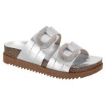 Sandália Feminina Birken Prata Brilho Solado Alto Moleca