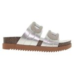 Sandália Feminina Birken Prata Brilho Solado Alto Moleca