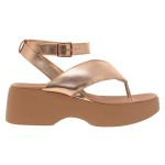 Sandália Feminina Rose Gold de Dedo Moleca Conforto Flat