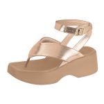 Sandália Feminina Rose Gold de Dedo Moleca Conforto Flat