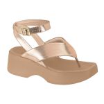 Sandália Feminina Rose Gold de Dedo Moleca Conforto Flat