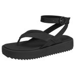 Sandália Papete Moleca Tratorada Flatform Preta Conforto