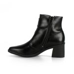 Bota Feminina de Bico Fivela Preta Mississipi Salto Bloco Grosso