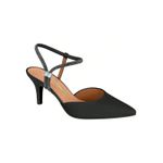 Sapato Feminino Scarpin Preto Brilho Salto Agulha Baixo Vizzano