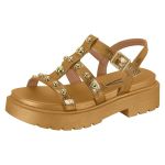 Sandália Feminina Papete Flatform de Tachinhas Bronze Lançamento Vizzano