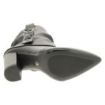 Bota Feminina Bico Cano Médio Enrugada Detalhe Lateral Vizzano Preta Salto Alto Grosso Médio