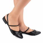 Sapato Feminino da Mississipi Preto de Salto Baixo Preto Brilho Conforto