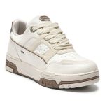 Tênis Feminino Casual Branco Recortes Marrom Solado Flatform Cadarço Via Marte
