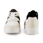 Tênis Feminino Casual Branco Bege Recortes Preto Solado Reto Mississipi