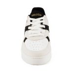 Tênis Feminino Casual Branco Bege Recortes Preto Solado Reto Mississipi