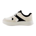 Tênis Feminino Casual Branco Bege Recortes Preto Solado Reto Mississipi