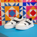 Tênis Feminino Casual Branco Bege Recortes Preto Solado Reto Mississipi