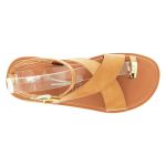 Sandália Feminina Flat Caramelo da Vizzano Aplique Dourado 