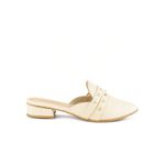 Sapatilha Mule Feminino Bico Saltinho Baixo Tachinhas Bege Clarinho Mississipi