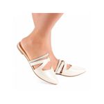 Mule Feminino Baixinho Branco Clarinho Bico Trançado Mississipi 