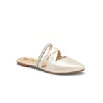 Mule Feminino Baixinho Branco Clarinho Bico Trançado Mississipi 