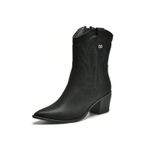 Bota Feminina Preta Bico Fino Bordada Bico Fino Country Texana Western Via Marte