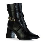 Bota Feminina Da Bebecê Bico Fino Salto Bloco Grosso Verniz