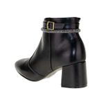 Bota Feminina Beira Rio Salto Bloco Detalhe Fivela Brilho Preta