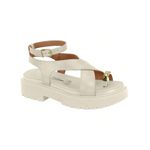 Sandália Feminina Flatform Branca Anel Dourado Vizzano