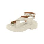 Sandália Feminina Flatform Branca Anel Dourado Vizzano