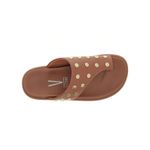 Sandália Feminina Papete Tratorada Ring Toe Caramelo Tachas Vizzano