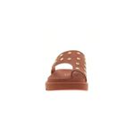 Sandália Feminina Papete Tratorada Ring Toe Caramelo Tachas Vizzano