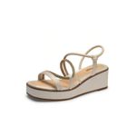 Sandália Feminina Flatform Bege Clarinha Brilho Anabela Mississipi